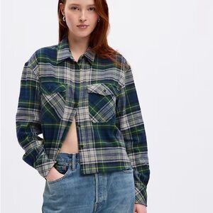 NWT Gap Cropped Plaid Shirt